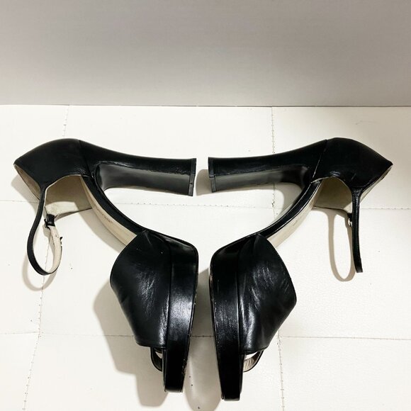 Charles David by Nathalie M Leather Black Strap Sandal Block Heels | Size 9B - Picture 5 of 8